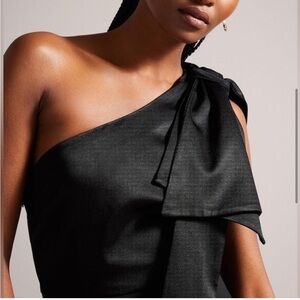 Ted Baker Black One-Shoulder Jumpsuit with Draped Bow